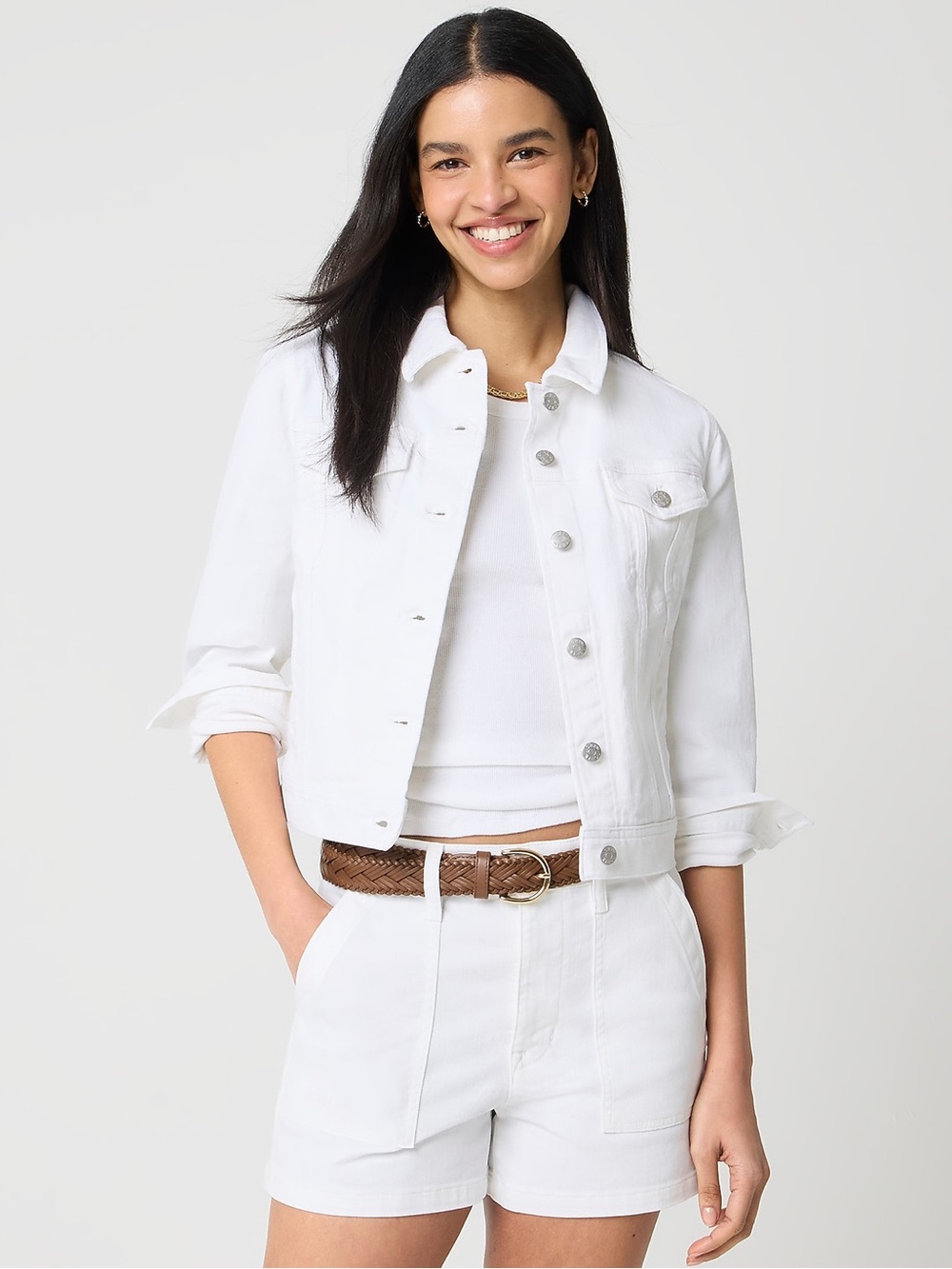 J. Crew Factory Classic jean jacket in white wash Size Medium NWT